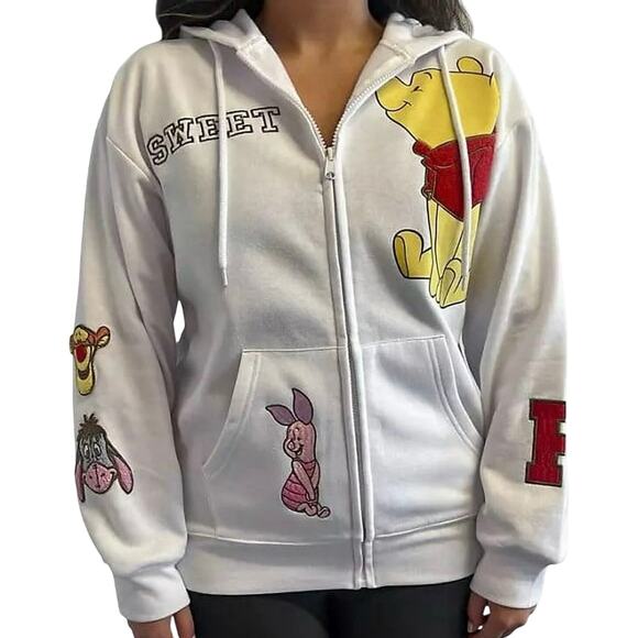 Disney Winnie The Pooh Soft Full Zip Long Sleeve Hoodie, Size L New w/ Tag SOO - Picture 1 of 8